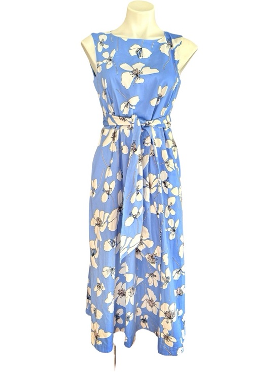 Anne Klein Dresses & Skirts - Anne Klein Floral Garden PartyPrint Belted Midi Dress Sleeveless Cotton S